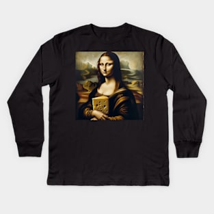 Mona Lisa Cheese Connoisseur: Celebratory National Cheese Lover Day Kids Long Sleeve T-Shirt